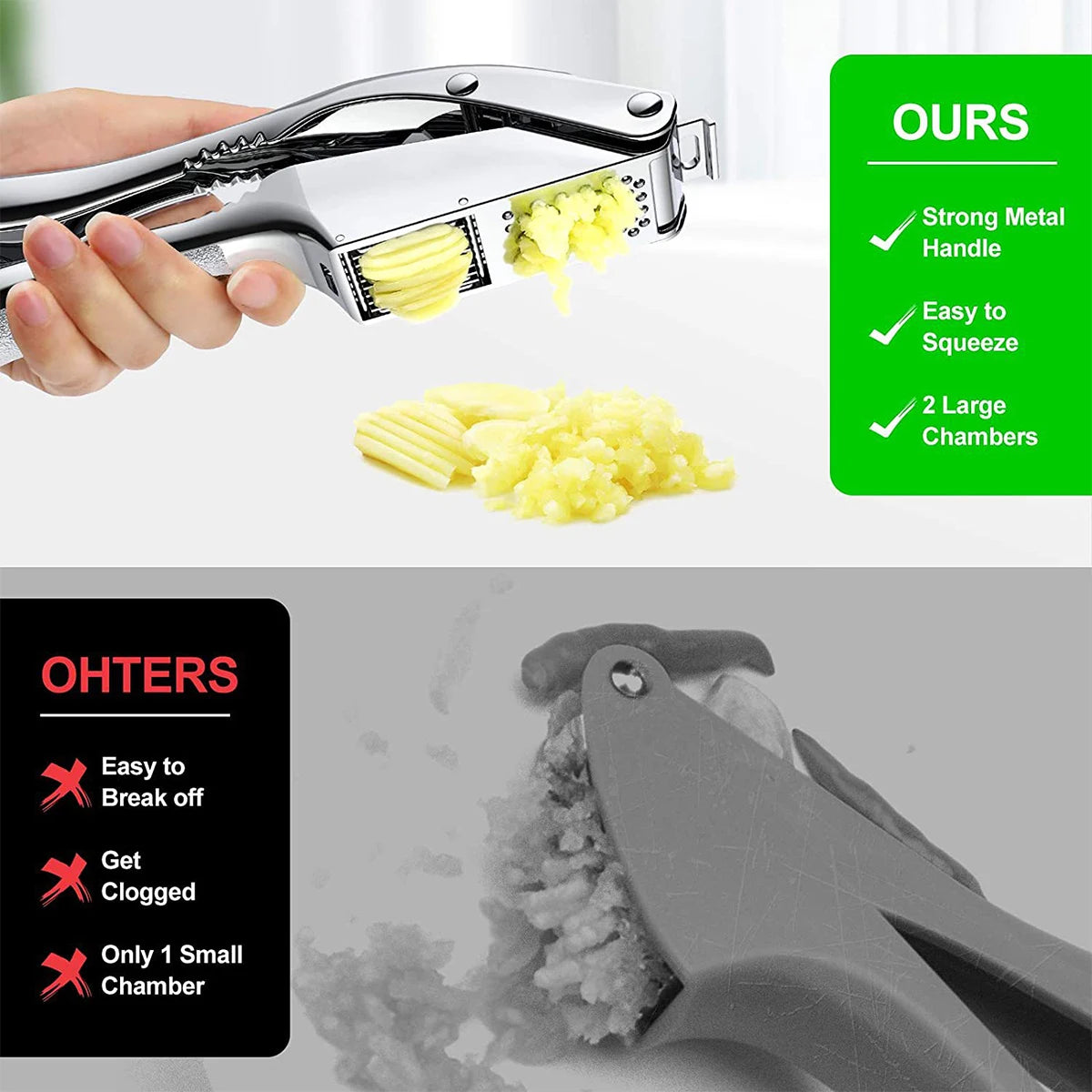 2-in-1 Stainless Steel Garlic Press