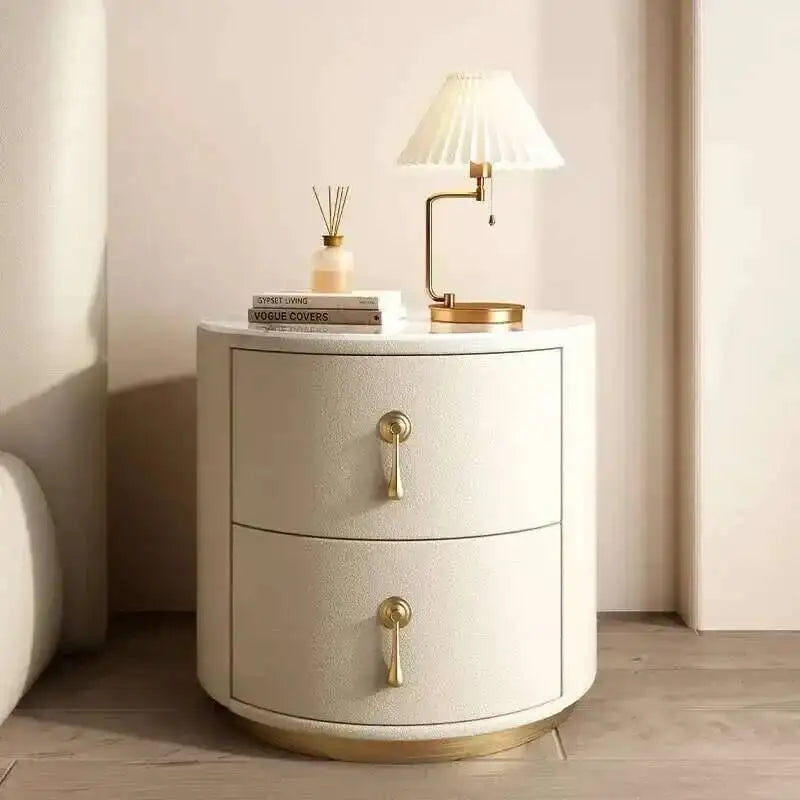 Luxury Solid Wood Round Bedside Table