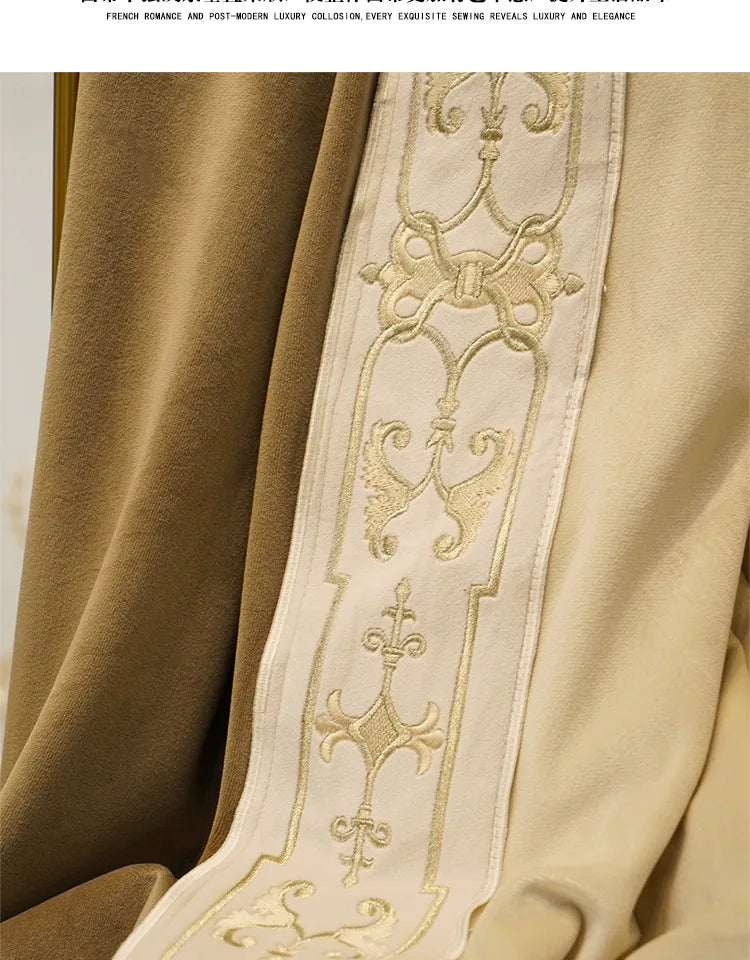 Luxury European Velvet Embroidered Blackout Curtains