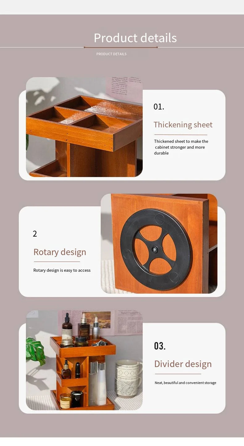 Wooden Rotating Cosmetics Storage Rack