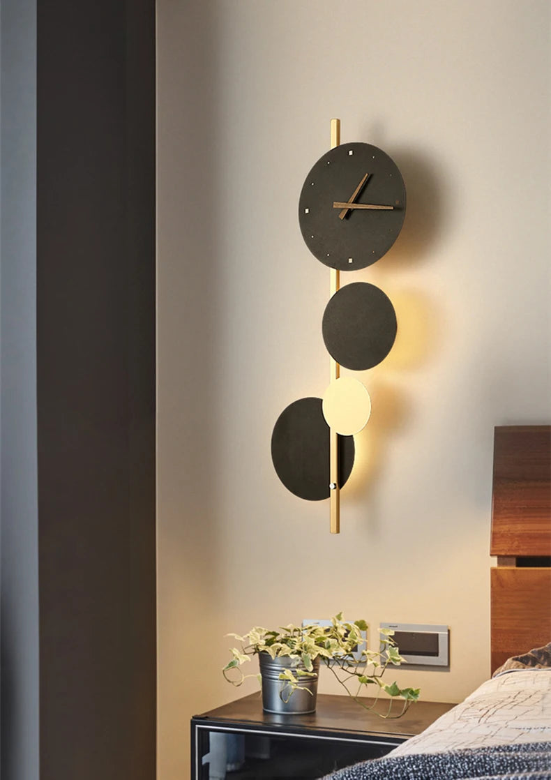 Nordic LED Clock Wall Light
