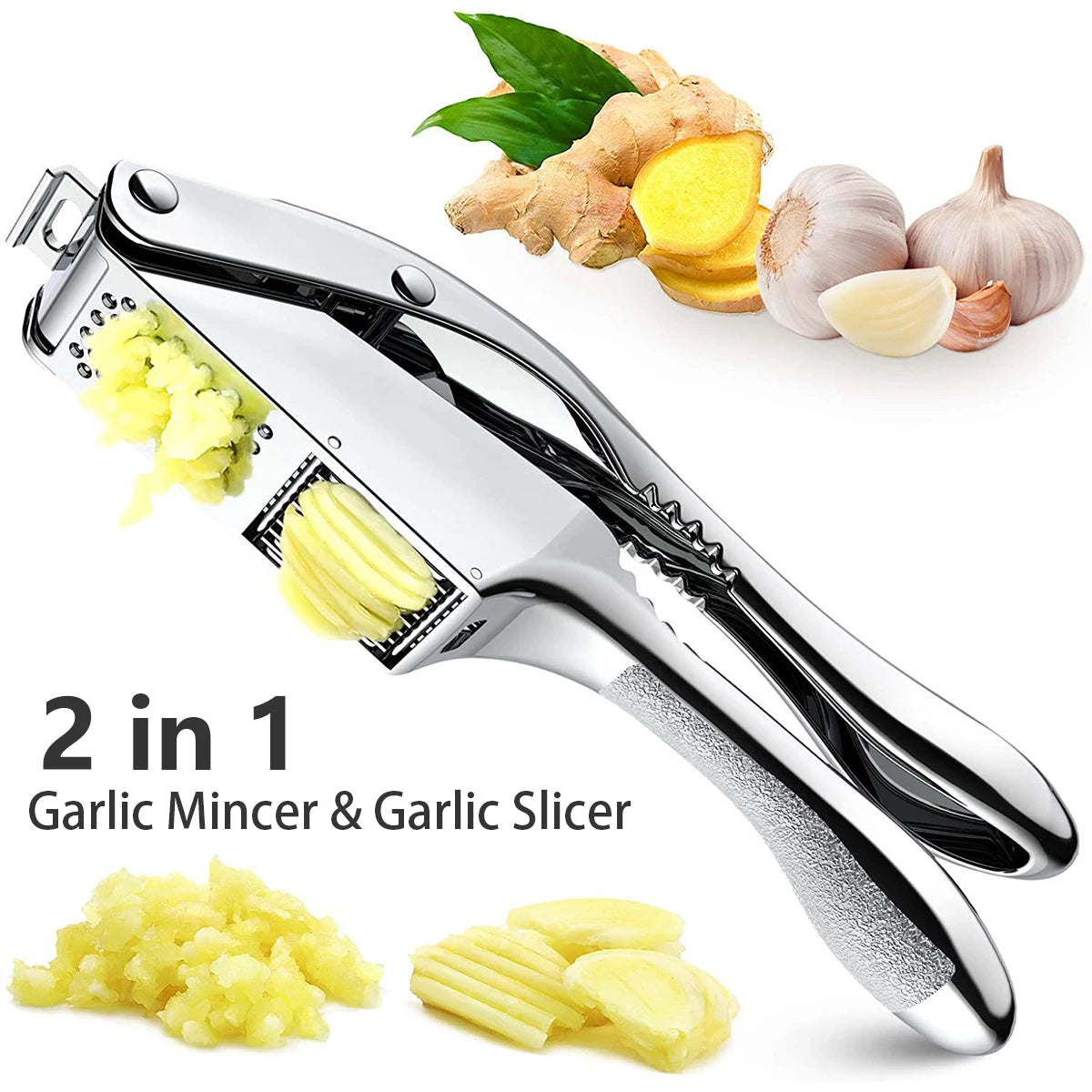 2-in-1 Stainless Steel Garlic Press
