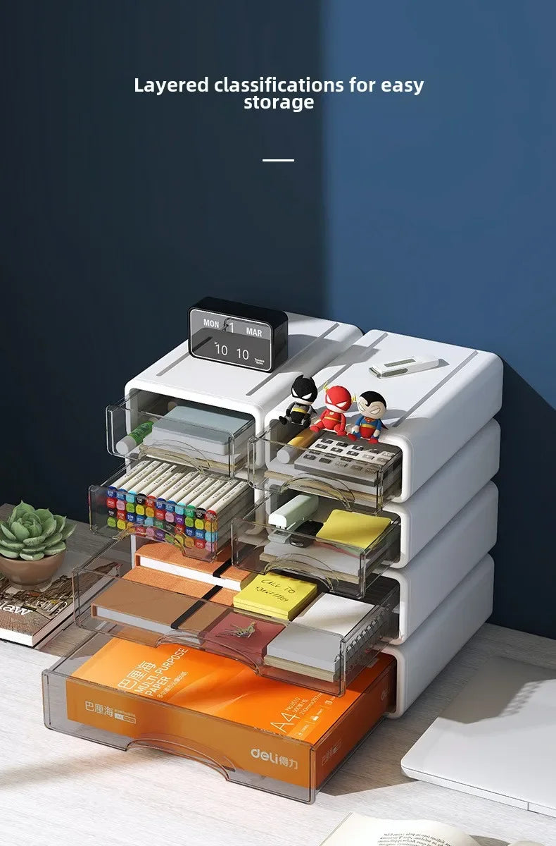Plastic Desktop Organizer Storage Box with Drawer