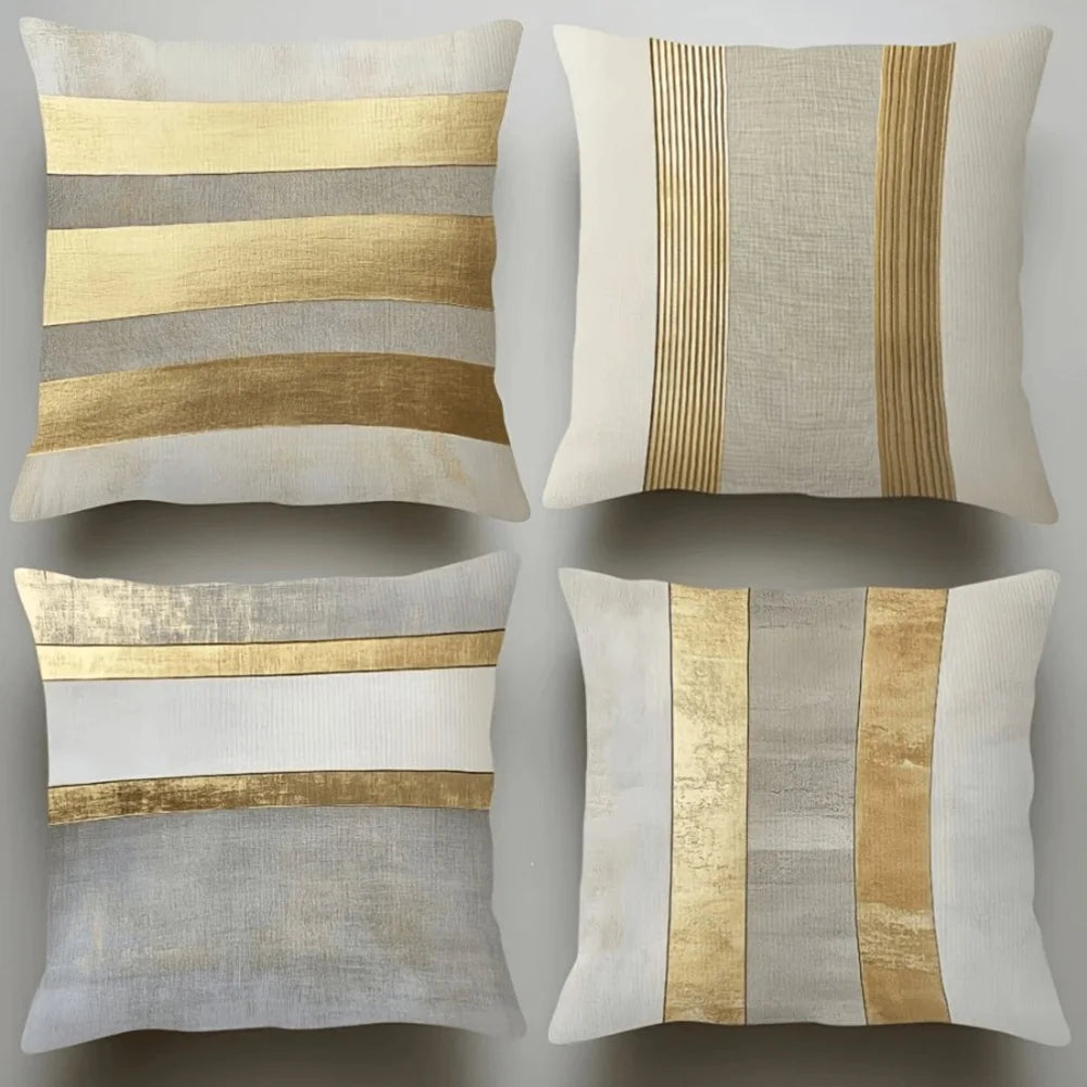 Gold & Neutral Striped Pillowcase