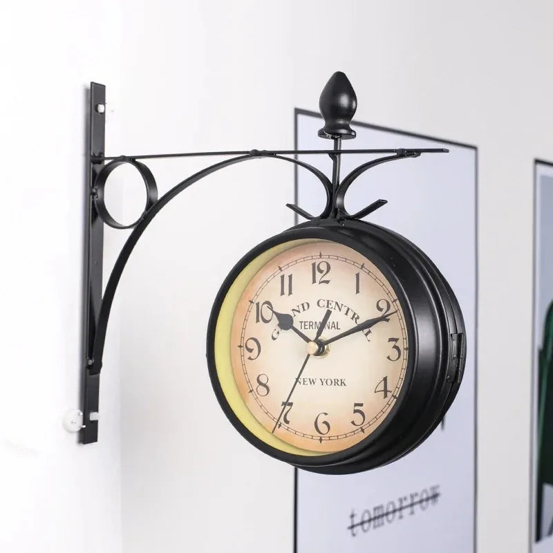 Retro Double-Sided Outdoor Wall Clock