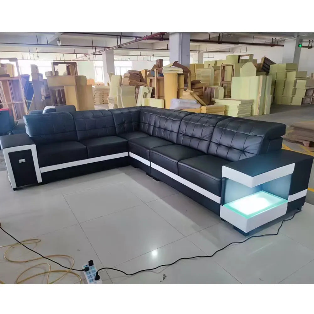 Luxury Leather Recliner L-Sectional Sofa