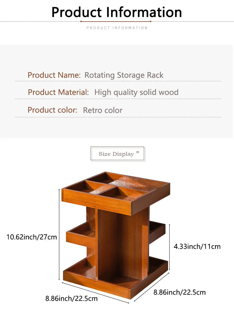 Wooden Rotating Cosmetics Storage Rack