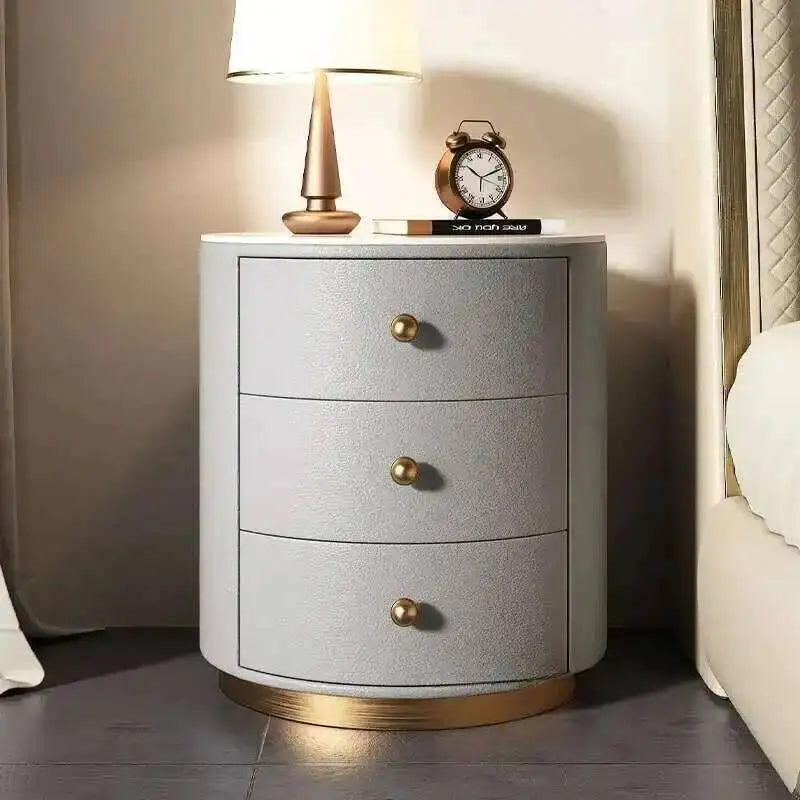 Luxury Solid Wood Round Bedside Table