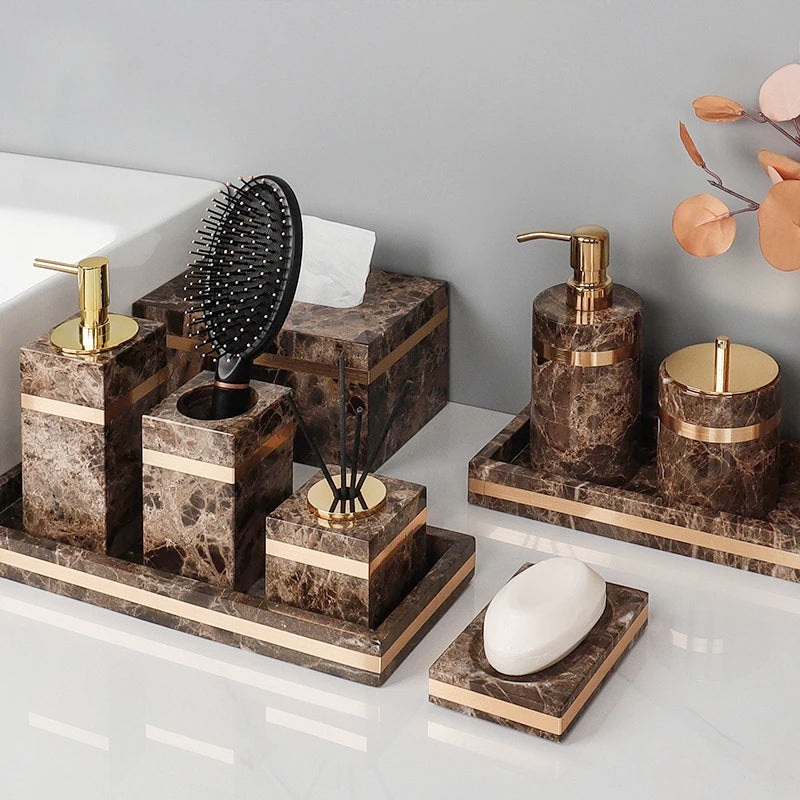 Emperador Dark Marble Bathroom Set