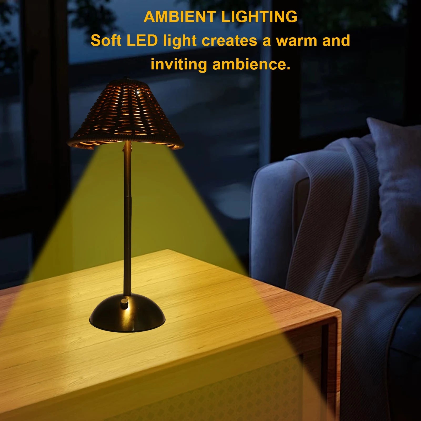 LED Rechargeable Rattan Table Lamp