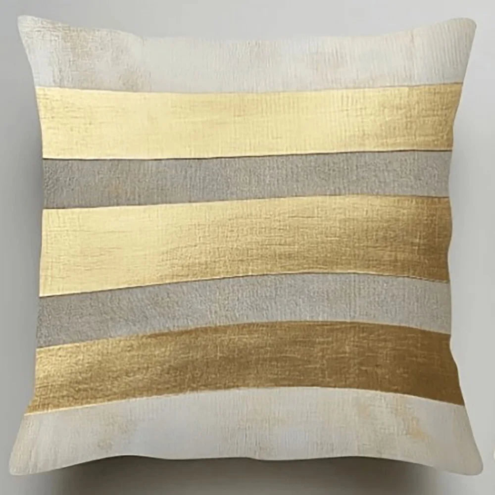 Gold & Neutral Striped Pillowcase