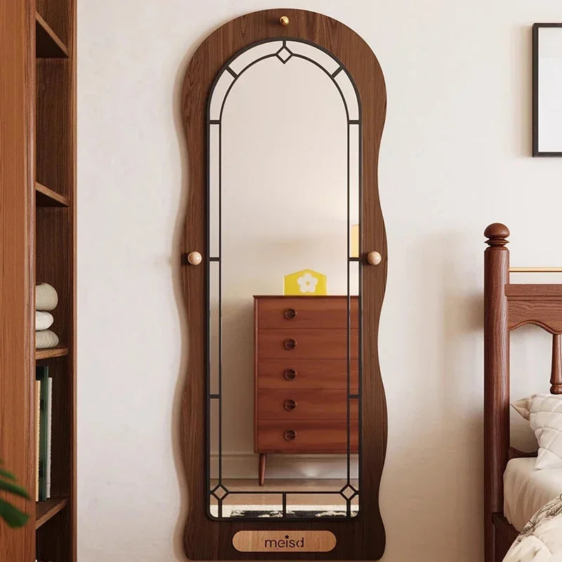 Wooden Wavy Full-Length Mirror