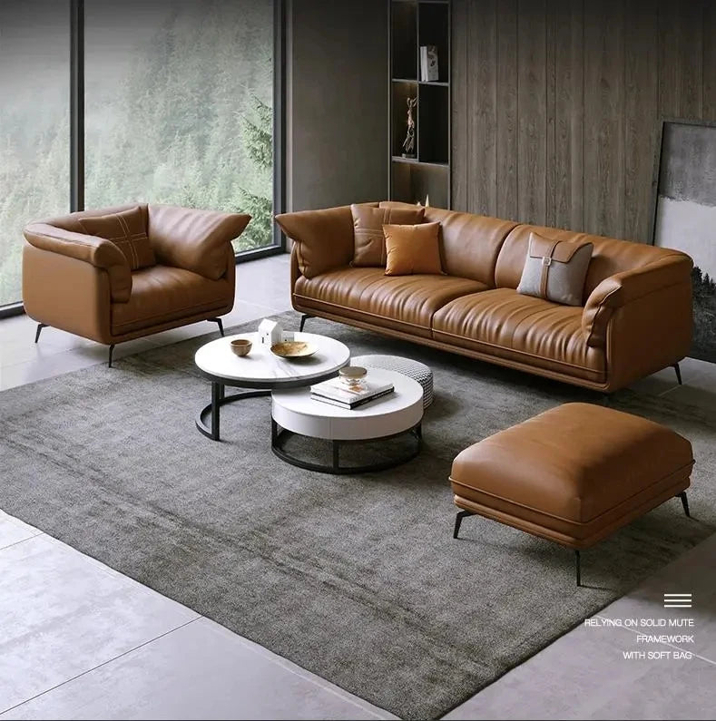 Modern Minimalist Leather Sofa