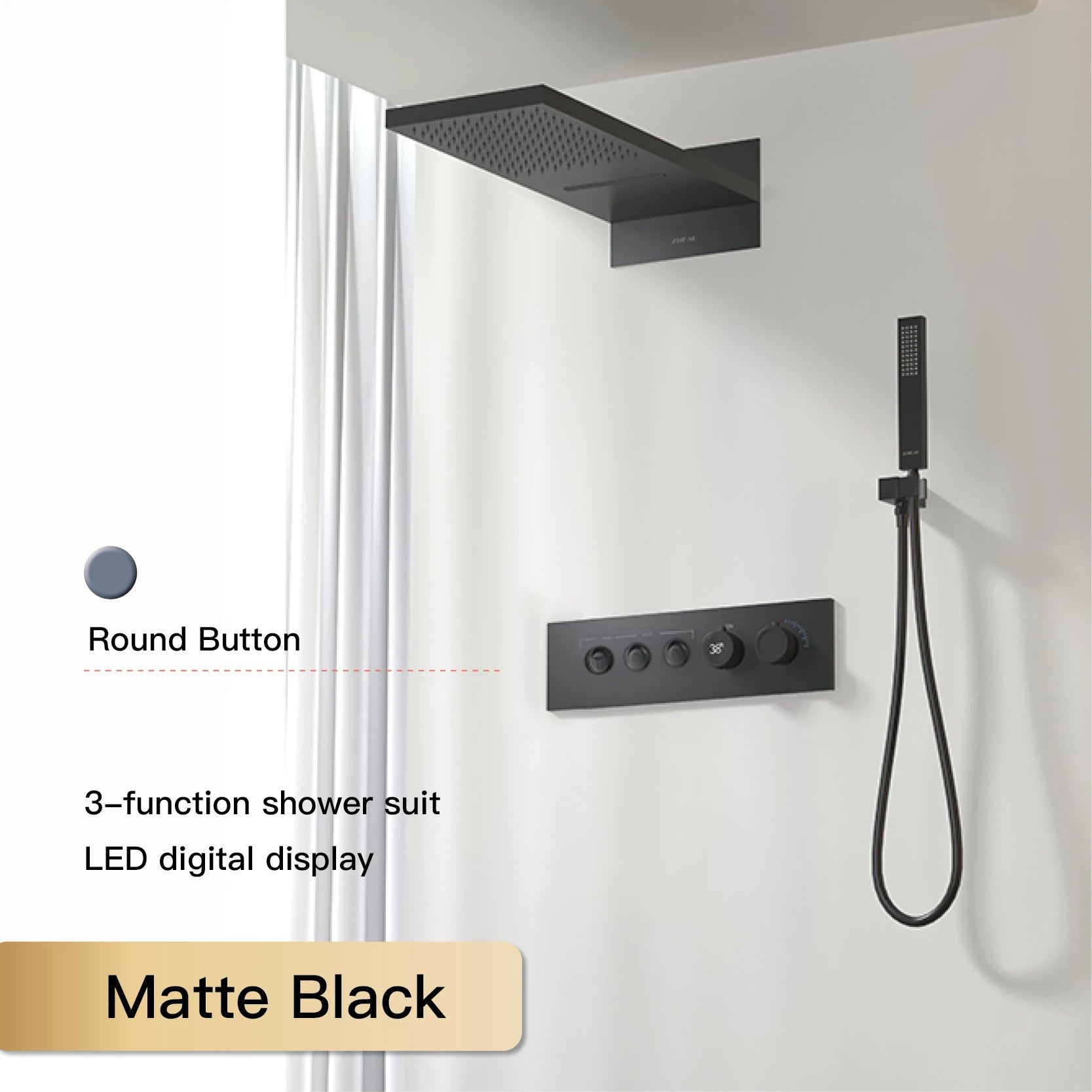 Luxury Black Brass Shower System