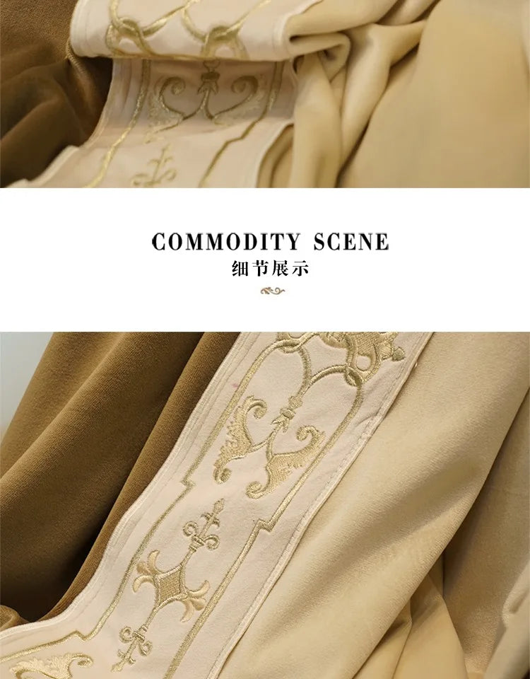 Luxury European Velvet Embroidered Blackout Curtains