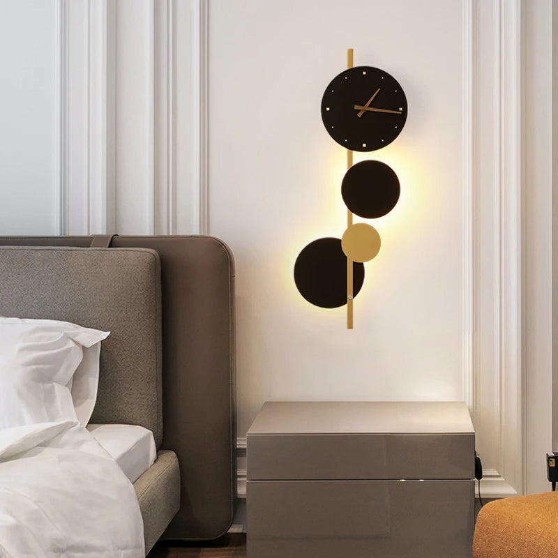 Nordic LED Clock Wall Light