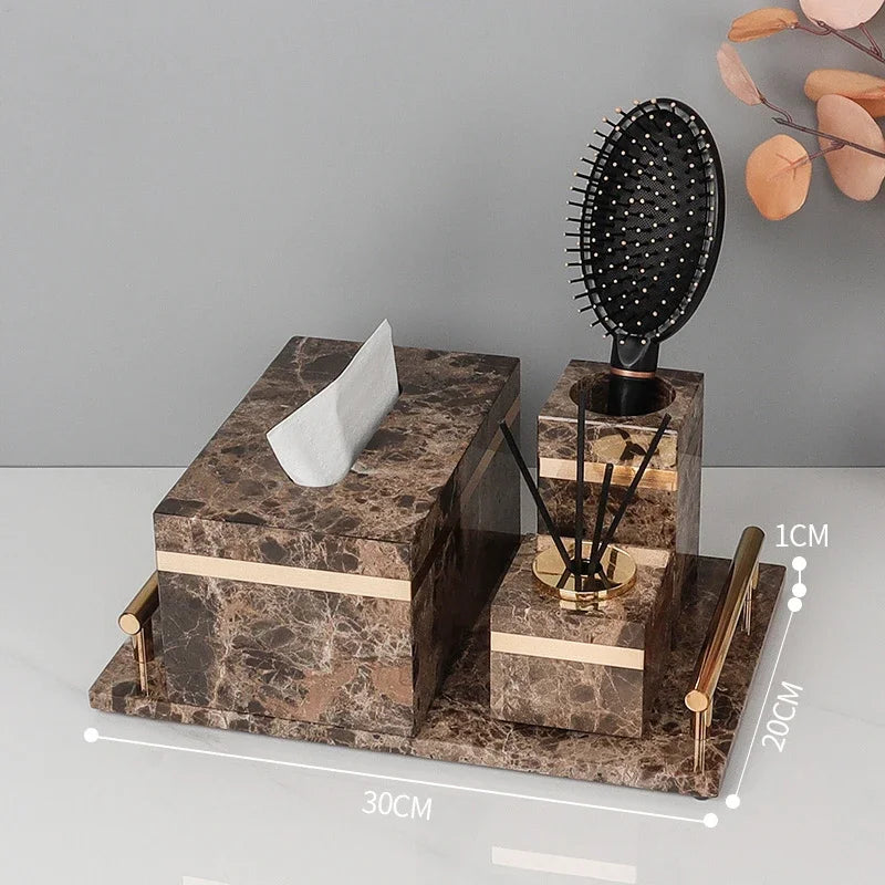 Emperador Dark Marble Bathroom Set