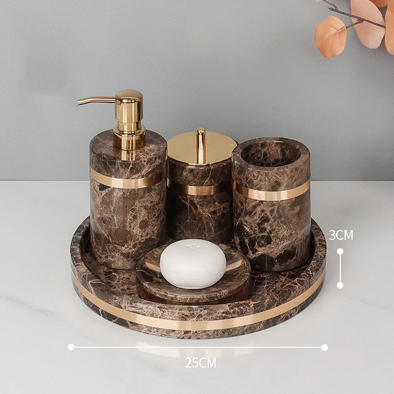 Emperador Dark Marble Bathroom Set