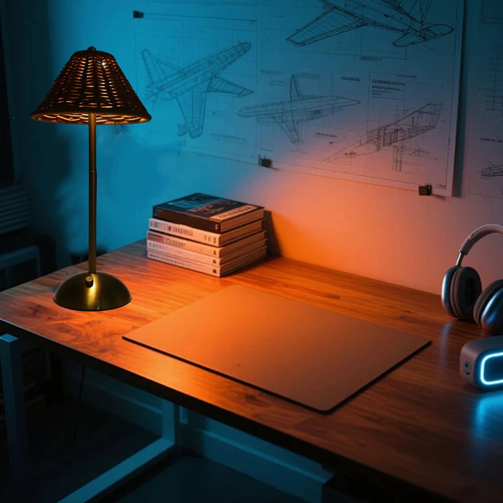 LED Rechargeable Rattan Table Lamp