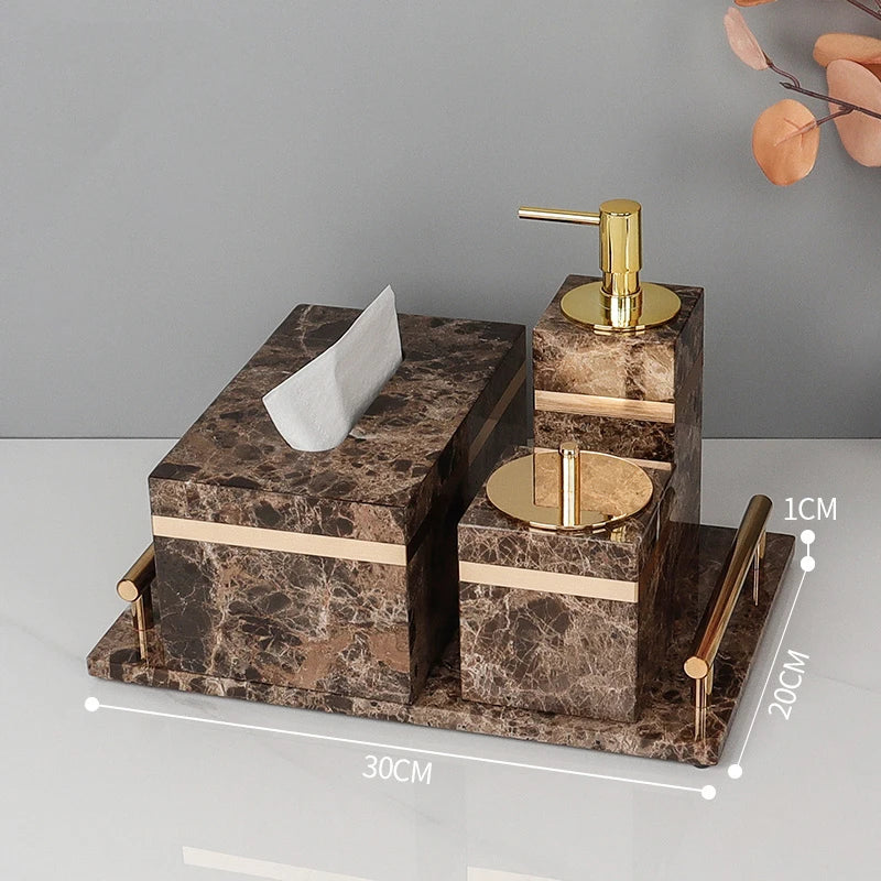 Emperador Dark Marble Bathroom Set