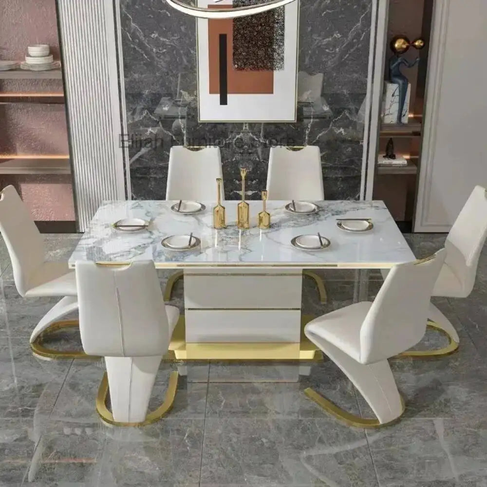 Marble Square Dining Table Set