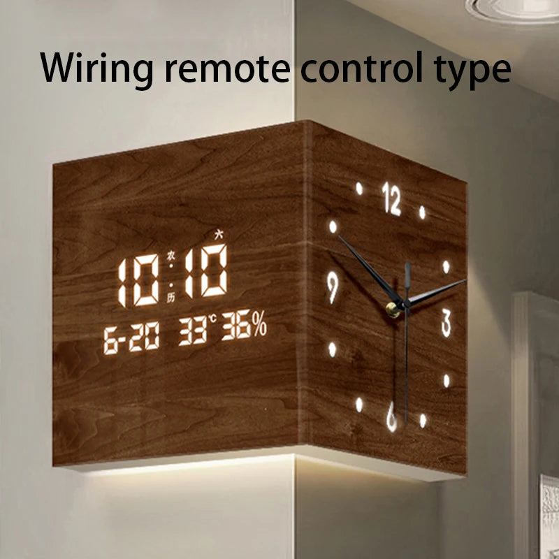 Modern Wall Clocks Living Room Large Corner Clock Elegant Led Digital Wall Clock Electronic Calendar Noiseless Clocks Home Decor