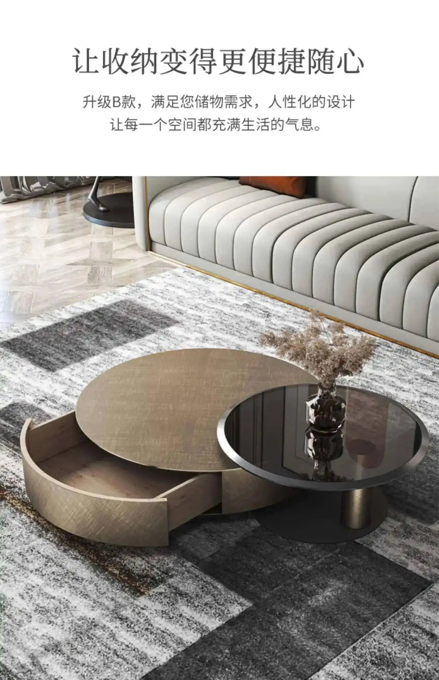 Luxury Round Stainless Steel Coffee Table