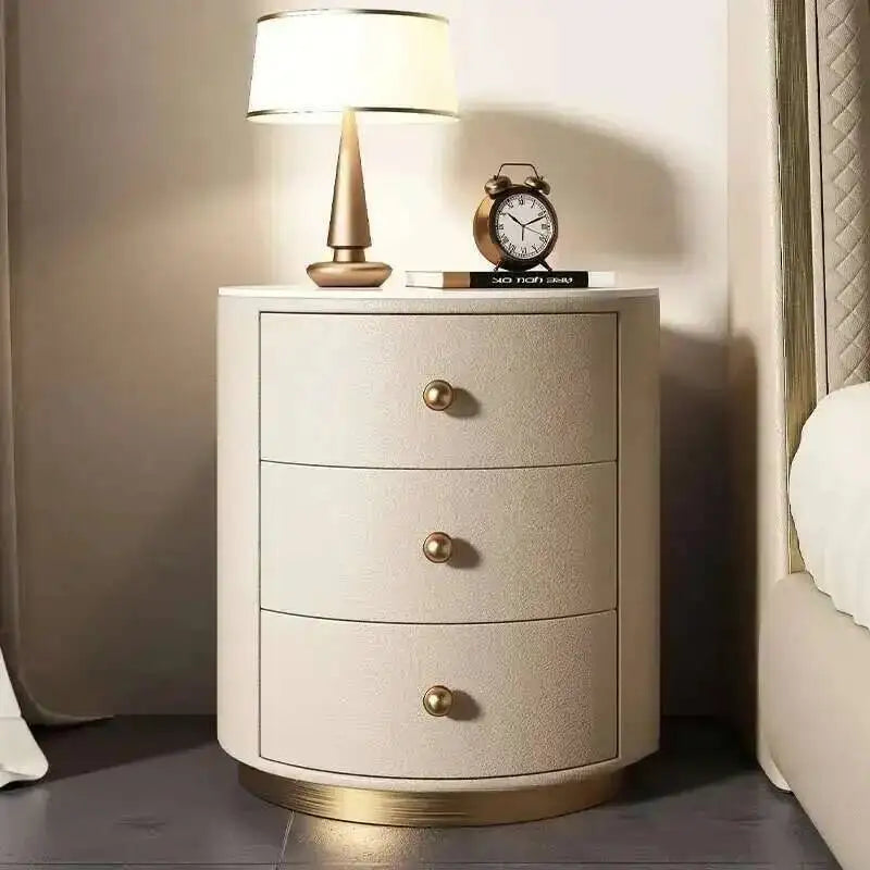 Luxury Solid Wood Round Bedside Table