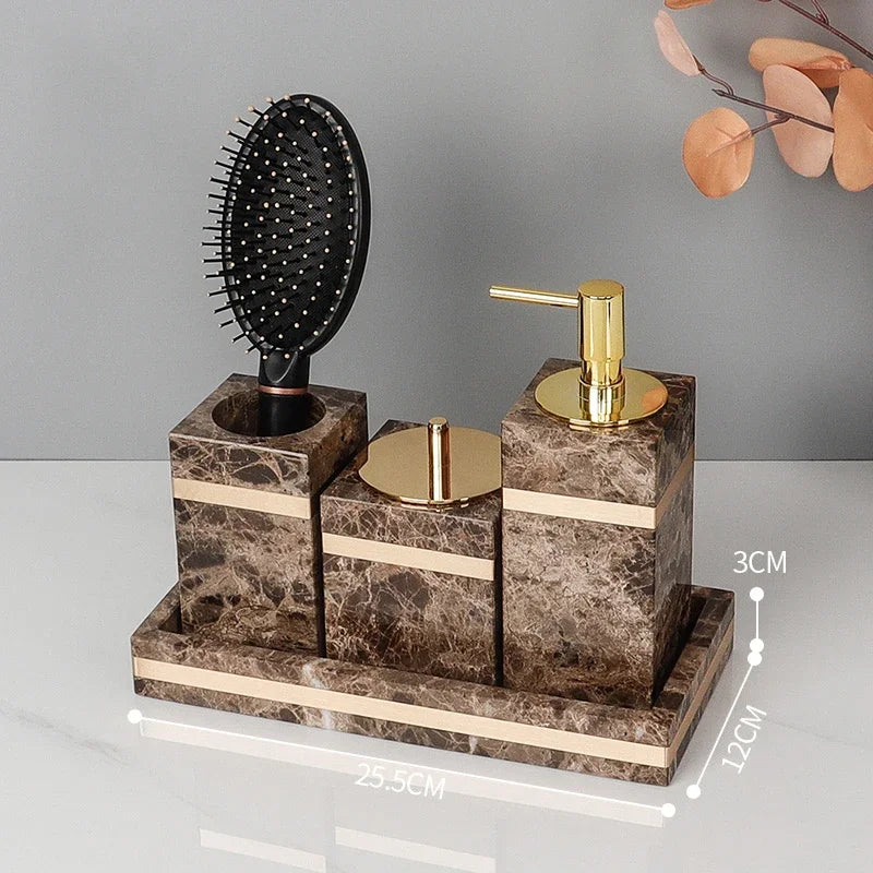 Emperador Dark Marble Bathroom Set