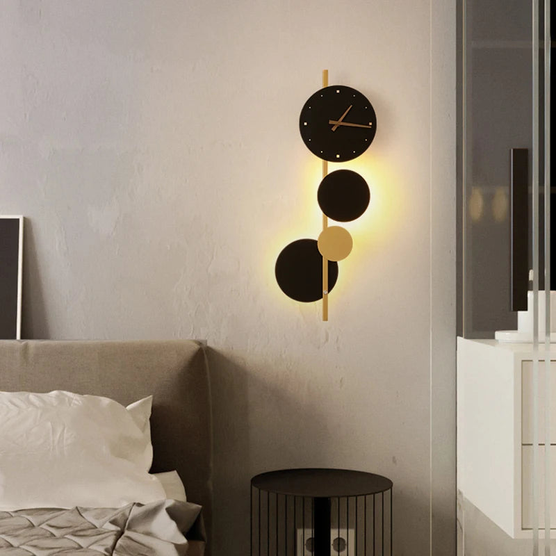 Nordic LED Clock Wall Light