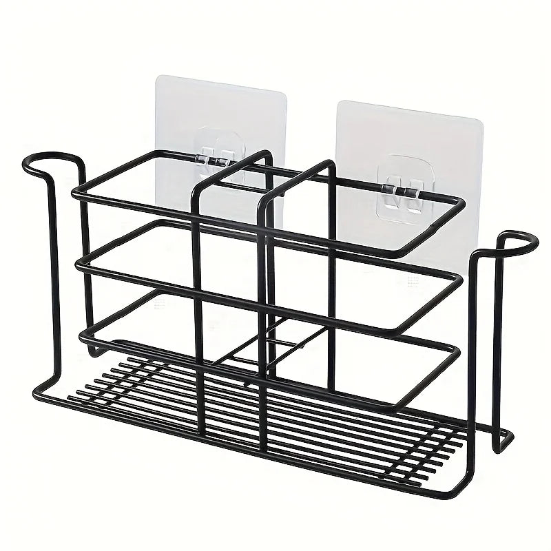 Drill-Free Iron Toothbrush Holder with Cup Rack