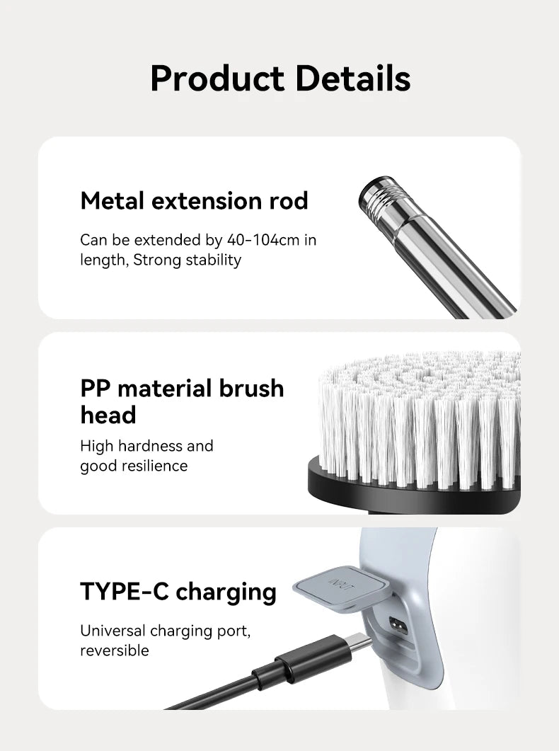Electric Cleaning Brush – Handheld Cordless Spin Scrubber with 7 Heads