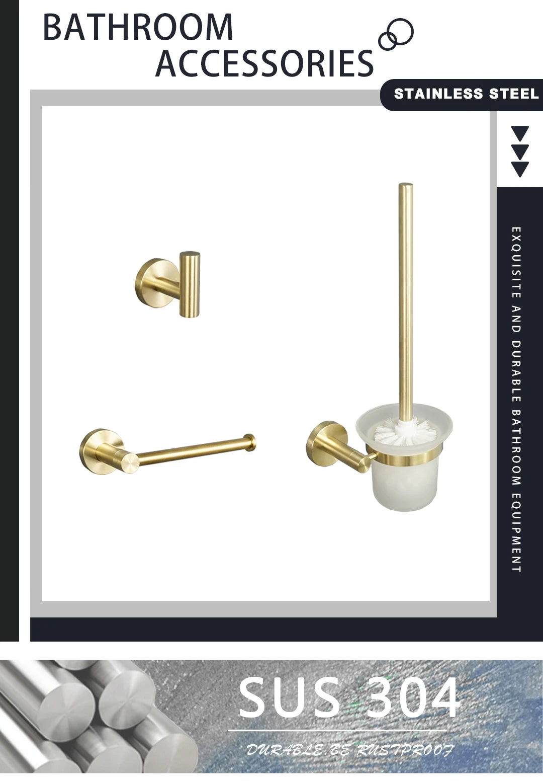 Brushed Gold Bathroom Hardware Set