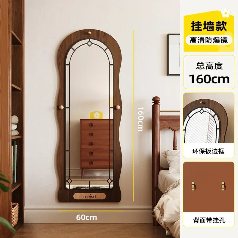 Wooden Wavy Full-Length Mirror