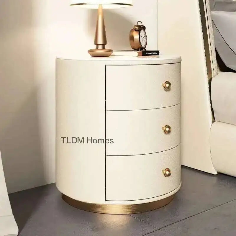 Luxury Solid Wood Round Bedside Table