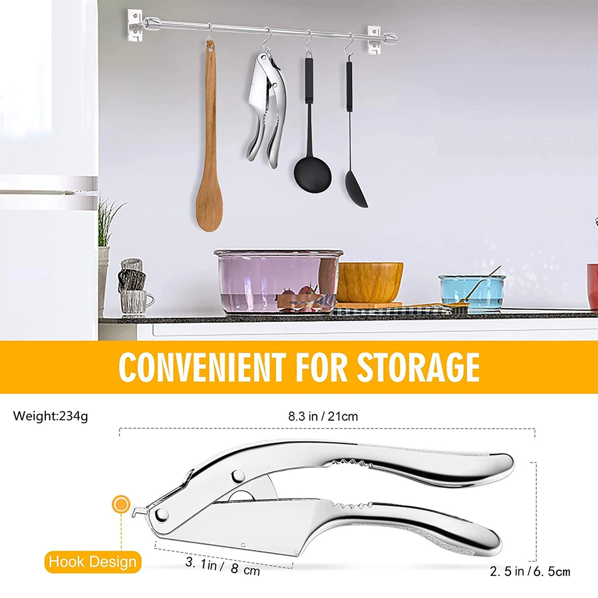 2-in-1 Stainless Steel Garlic Press