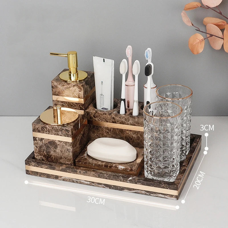 Emperador Dark Marble Bathroom Set