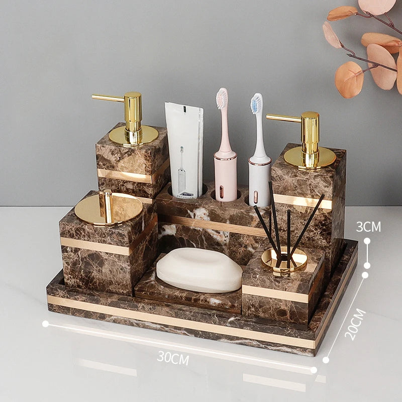 Emperador Dark Marble Bathroom Set