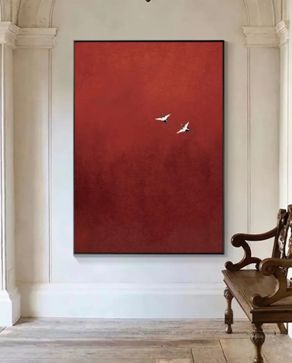 Surrealist Crimson Sky Painting Pure Red Wall Decor Abstract Art Painting Minimalist Wall Art  Maximalist Decor Crimson Wall Art