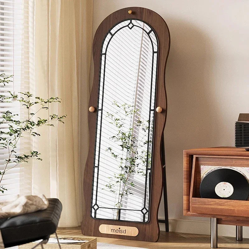 Wooden Wavy Full-Length Mirror