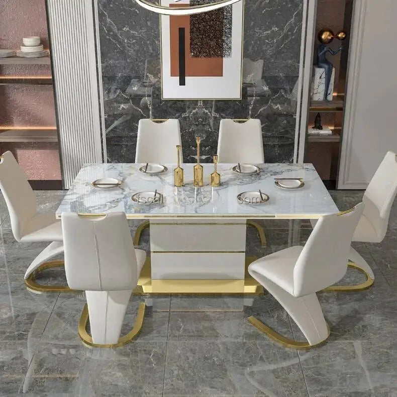 Marble Square Dining Table Set