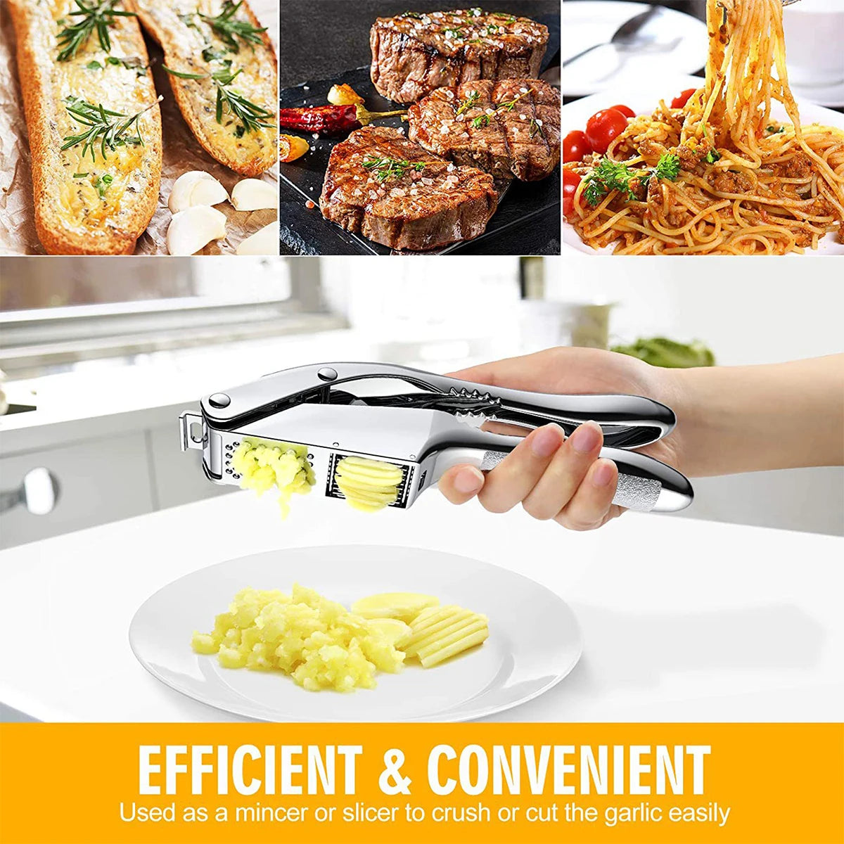 2-in-1 Stainless Steel Garlic Press
