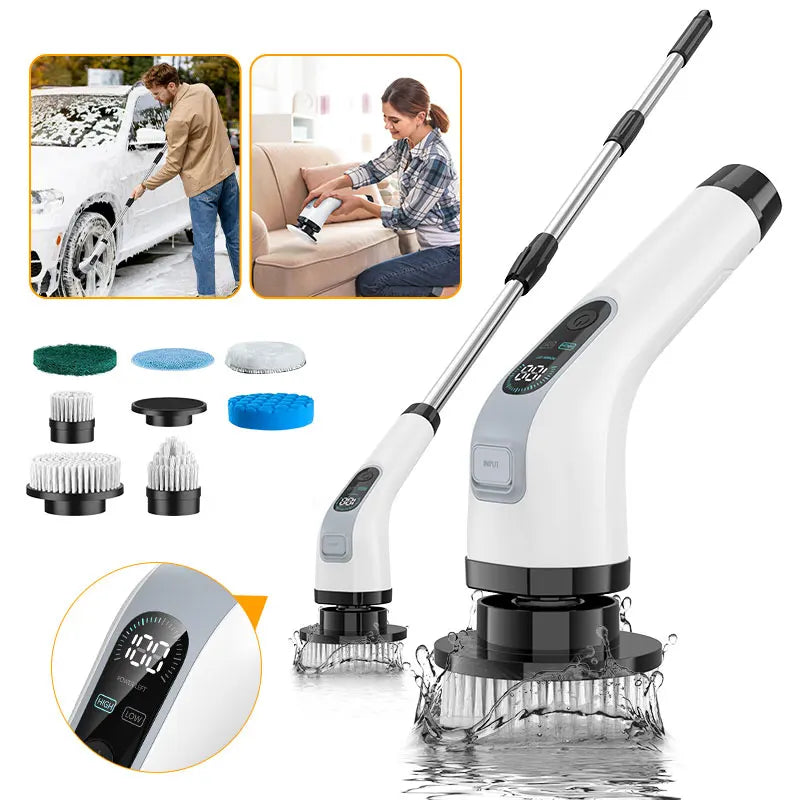 Electric Cleaning Brush – Handheld Cordless Spin Scrubber with 7 Heads