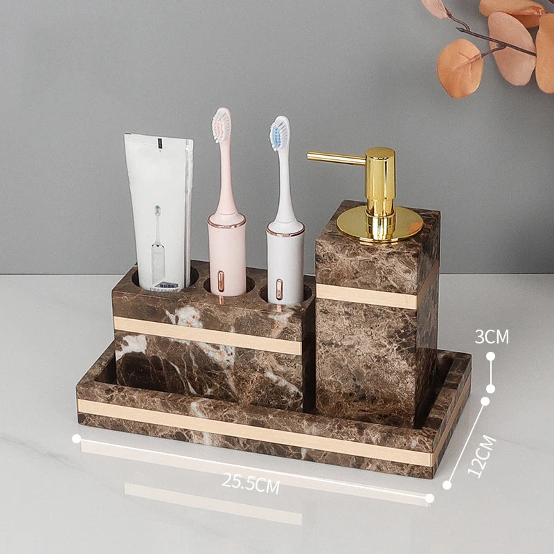 Emperador Dark Marble Bathroom Set