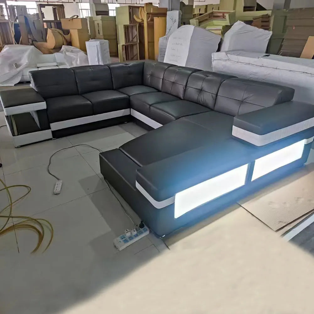 Luxury Leather Recliner L-Sectional Sofa