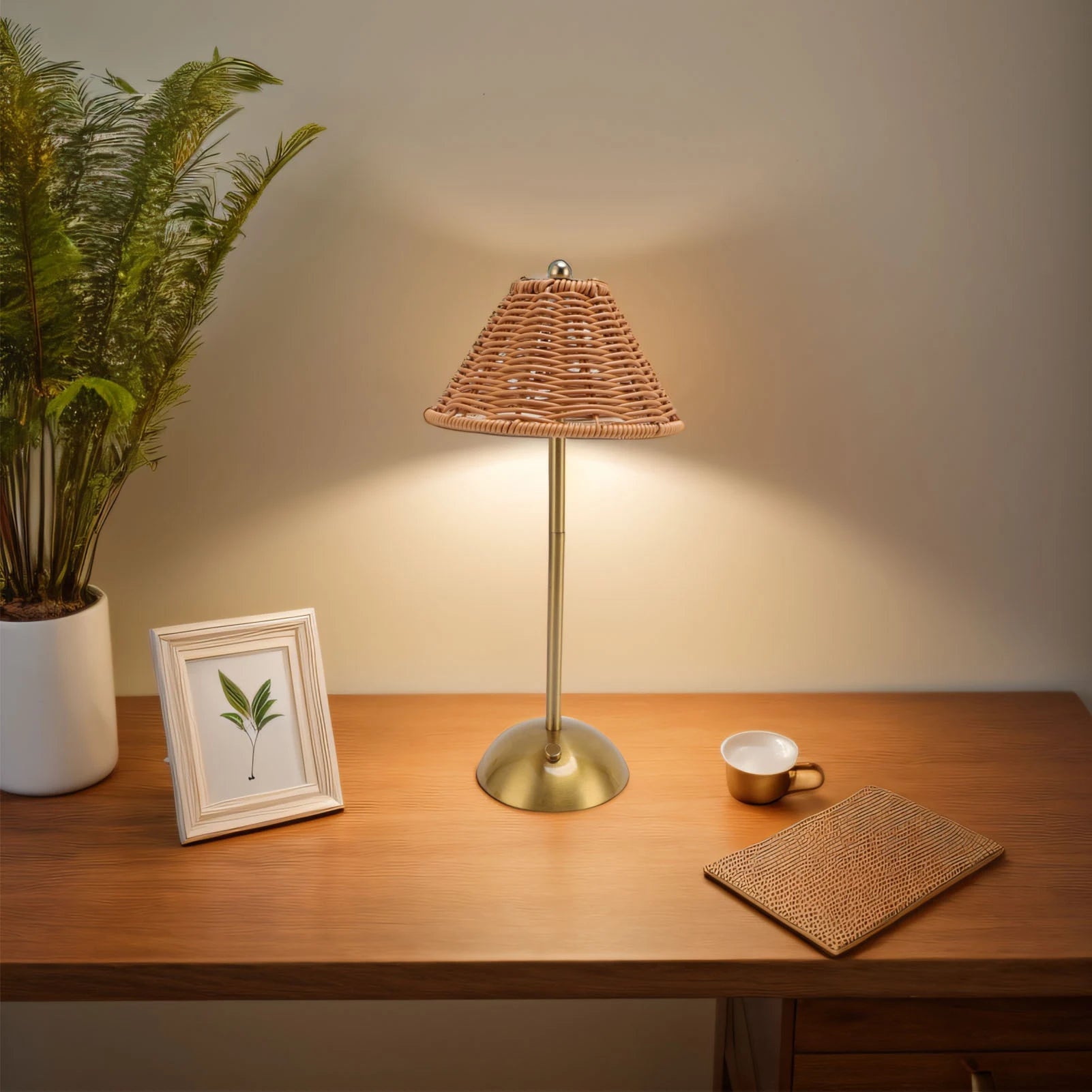 LED Rechargeable Rattan Table Lamp