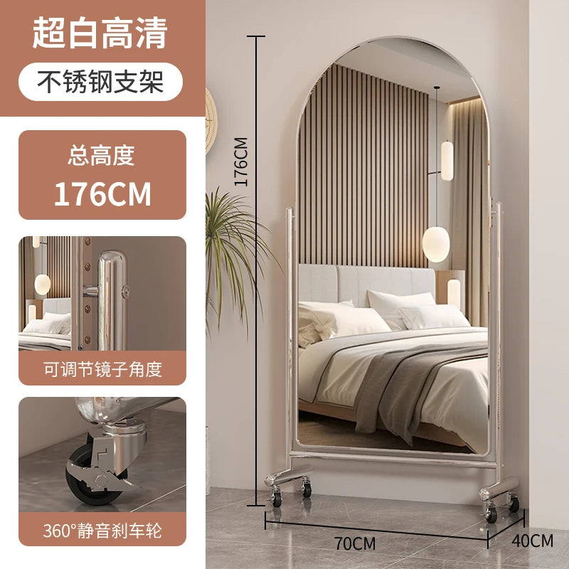 Stainless Steel Full-Length Floor Mirror