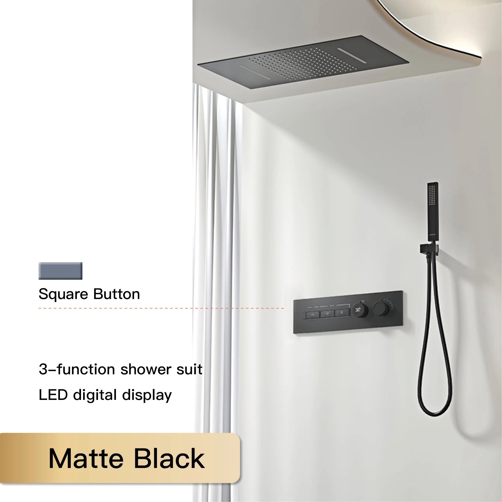 Luxury Black Brass Shower System