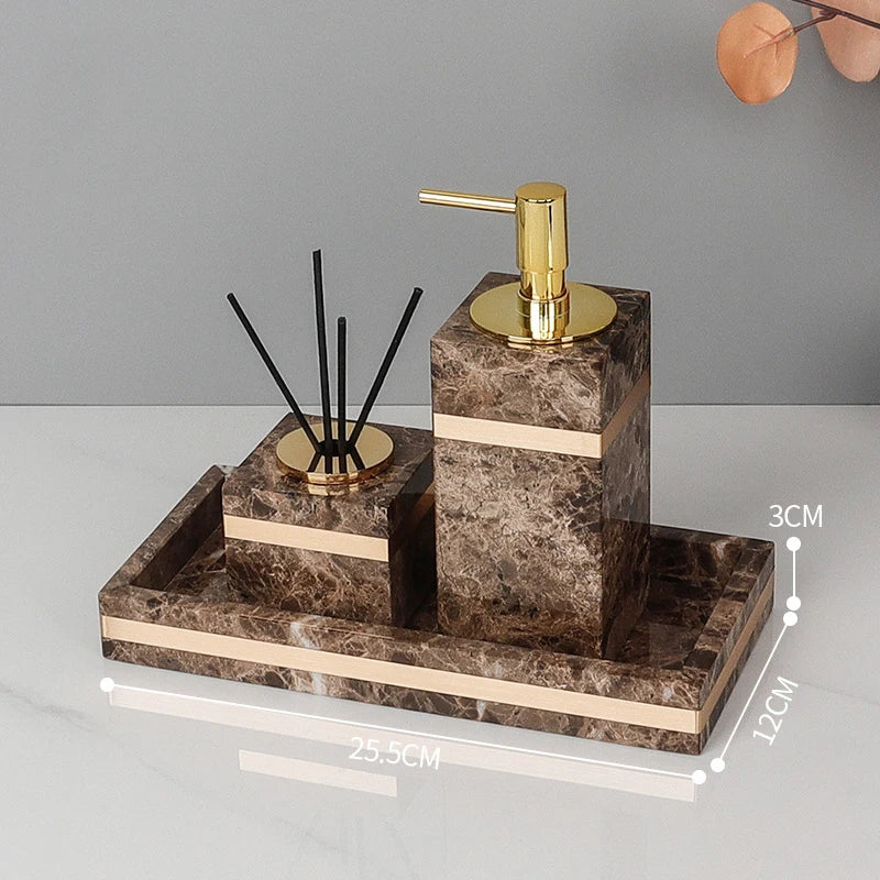 Emperador Dark Marble Bathroom Set
