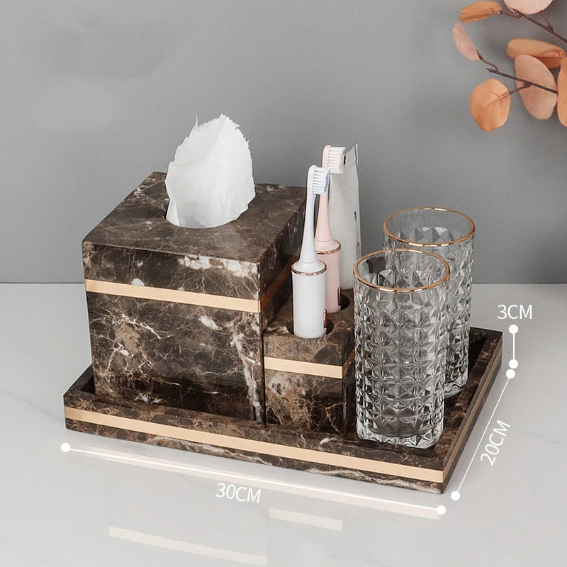 Emperador Dark Marble Bathroom Set